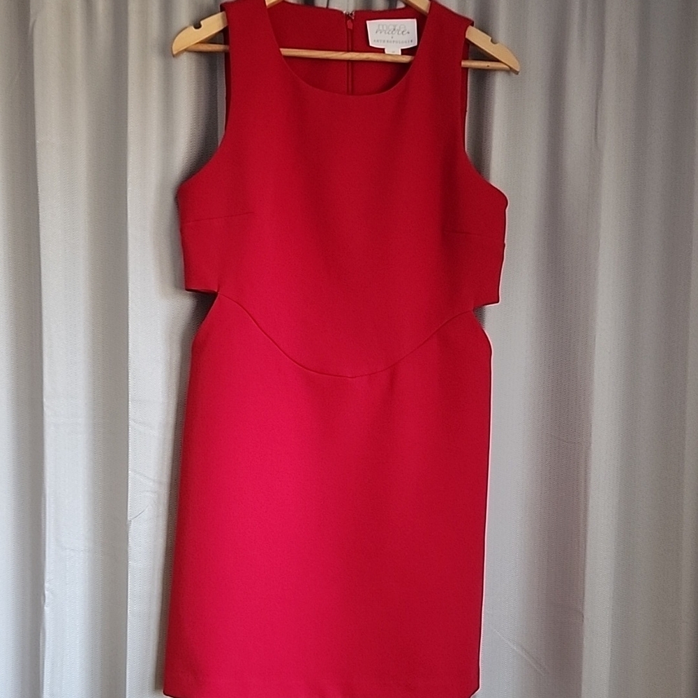 Mare Mare x Anthropologie Red Shift Dress with Cut Out Details